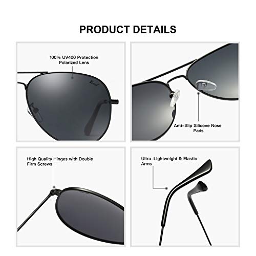 Image of Aviator Sunglasses for Men Women, Polarized Mirrored UV400 Lenses, Lightweight & Classic for Driving & Outdoors