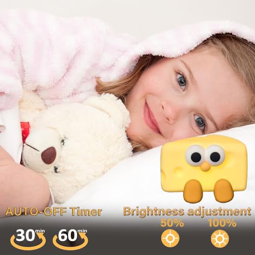 Image of Led Cute Cheese Night Light, Dimmable Nursery Kawaii Lamps, Super Squishy Silicone USB Rechargeable Touch Control Night Lamp for Kids Adults, Used for Camping Party Room Decor (Cheese)