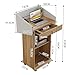 MZQMK Wooden Podium Stand, Speaking Podium with Storage Shelf, Hostess Stand for Restaurant, Lecture Podium, for Restaurants, Churches, Seminars and School(Color:Light Walnut)