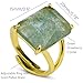 Green Stone Ring, Natural Green Strawberry Quartz Aura Ring for Women, 18k Gold Plated Adjustable Green Gemstone Rings Modern Jewelry for Women