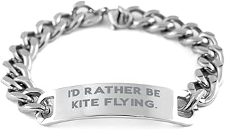 Gag Kite Flying Gifts, I'd Rather Be Kite Flying, Nice Birthday Cuban Chain Bracelet from Men Women, Kites, Kite Flying kit, Kite Flying Lessons, Kite Flying Games