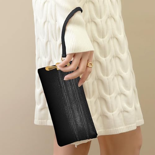 Wallet for Men Women,Compact Wallet with Zipper Coin Purse Mini Pouch Change Pocket Organizer for Cards Cash,Black-13