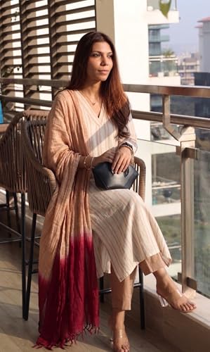 Image of GoSriKi Kurta Set for Women Viscose Printed | Kurti Set for Woman | Kurta Pant Dupatta 3 Piece Outfit | V Neck 3 /4 Sleeve Straight Fit Ethnic Dress Stylish Clothing