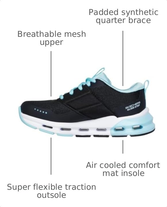 Skechers Kids Glide-Step + Sneaker, Black/Aqua, 13 Little Kid by Skechers - Used condition - Image 2