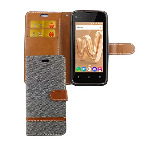Étui Wiko Sunny Max König Design en simili cuir gris effet tissu