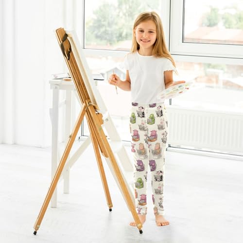 Girls' Leggings Children's Yoga Pants Skinny Printed Dance Animal Reading Newspaper Comfortable 4T4