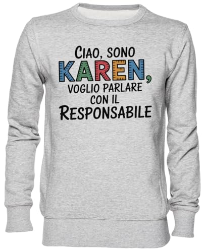 Sweat-shirt Ciao Sono Karen jumper gris unisexe en coton confortable pour l'hiver
