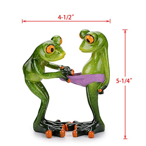 Juxyes Creative Craft Resin Frog Figurine Decor, Novelty Funny Frog Sculpture Statue, Personalized Animal Collectible Figurines Mascot Frog For Shelves Table Desk Decor Collectible Figurines #TOP1