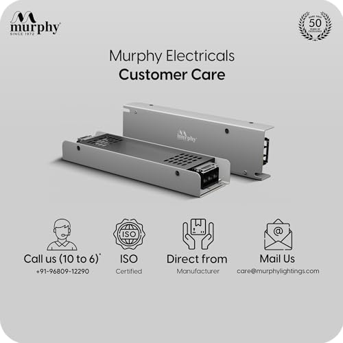 Image of Murphy 10A 12V DC LED Driver (SMPS) | Constant Voltage Power Supply for Indoor LED Strip Lights | Aluminium Body | BIS Approved | Pack of 4 (1-Year Warranty)