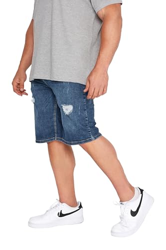 BadRhino Big & Tall Mid Ripped Denim Shorts - Men's - Plus Size Curve Blue