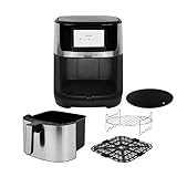 Kalorik Air Fryer VIVID Select Series, 7 Quart Capcity with Full Color Display and Touch Controls, 202 Presets in 12 Food Categories Includes Nonstick Basket & Trivet, 1500-Watts, Stainless Steel