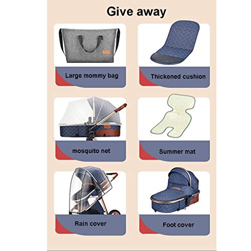 3 In 1 Kinderwagens, Draagbare Kinderwagen, Opvouwbare Kinderwagens Buggy, Tweeweg Implementatie, Demping Wielen, Kinderwagen Met Mama Tas En Regendekking (Color : Gray) - Afbeelding 3