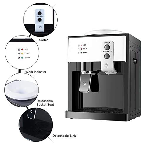 Snkourin Top Loading Water Cooler Dispenser, Water Dispenser For 5 Gallon Bottle, 3 Temperature Settings,Hot & Cold Water Cooler Dispenser For Home Office Coffee Tea Bar Dormitory,White #TOP3