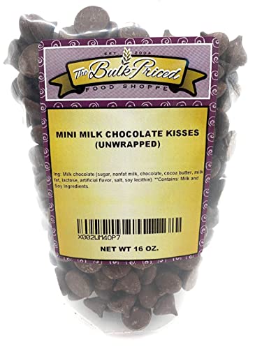 Mini Milk Chocolate Kisses (Unwrapped), Bulk Size, Baking (1 lb. Resealable Zip Lock Stand Up Bag)