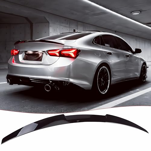 STSEV01 Rear Spoiler Wing Fit for Chevrolet Chevy Malibu L/LS/LT/RS/Premier/Malibu Hybrid 2016-2025 Painted Glossy Black Sporty Style DeckLid Lip Exterior Accessories