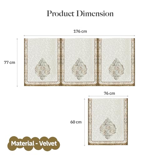 Image of Kuber Industries 5 Seater Sofa Cover | Velvet Slipcover for Living Room | Thick & Cozy | Non-Slip Comfort Sofa Cover Set | Digital Painting Juliet 1186 - Cream & Brown