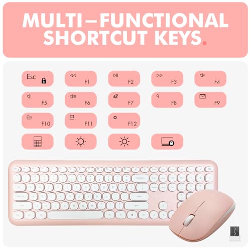 Image of X9 Performance - Colorful keyboard and mouse combo 2.4GHz wireless connectivity, transform your space with a cute wireless keyboard and mouse set (110 keys and 18 shortcuts) for PC and Chrome, Pink