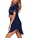 Ekouaer Nightgowns for Women Button Down Night Gowns Short Sleeve Sleep Shirt V Neck Nightshirt Soft Sleepwear Pajams Dress Navy Blue Medium
