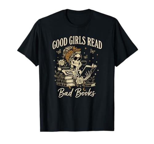 Good Girls Read Bad Books Vintage Skeleton Reader T�V���c