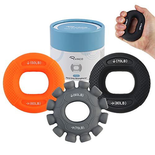 Ryaco 2 en 1 Fortalecedor de Agarre de Mano, Entrenador de Dedos de Silicona, Pelota Rehabilitación