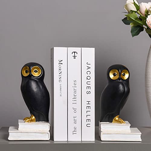 Kakizzy Owl Book End To Hold Books Heavy Duty, Unique Book Shelf End Holders For Kid Room Black Owl Bookends For Birds Lovers Luxurious Bookends Sturdy Bookends For Office Decorative (Owl-Black) #TOP5