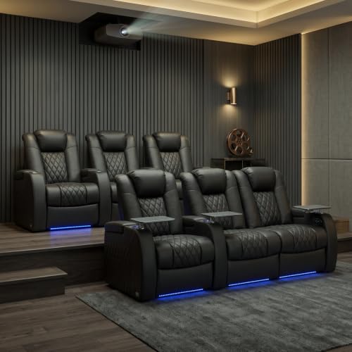 Image of Weilianda 3 Pieces Top Grain Leather Electric Reclining Living Room Set