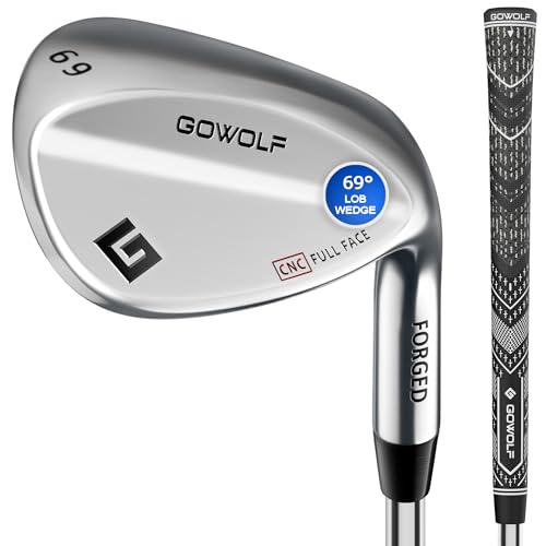 Gowolf 69 Degree Wedge Right Hand - Forged Golf Wedges Full Face For Men, Premium Gap Wedges Sand Wedge Lob Wedge Golf Club For Men, Great Golf Gifts - Cnc Milled Face For More Spin (Chrome 69 Degree)