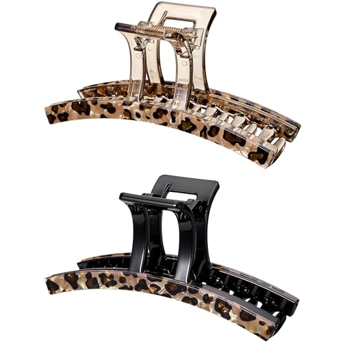 Pinzas acrílicas grandes para cabello con diseño leopardo miniatura 1