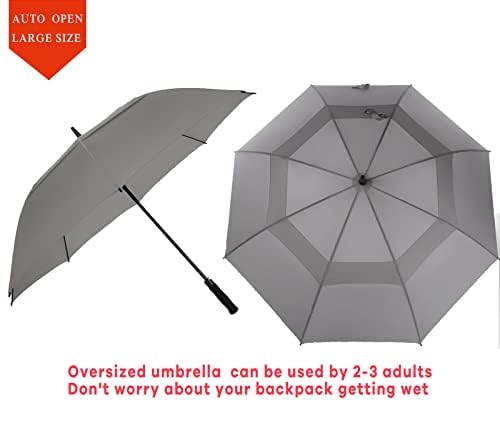 Image of Golf Umbrella Large 62 /68 /72 Inch, Extra Large Oversize Double Canopy Vented Windproof Waterproof Umbrella, Automatic Open Golf Umbrella for Men and Women and Family