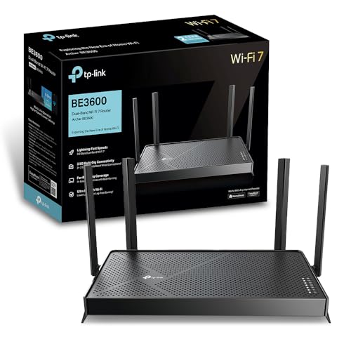 TP-Link Archer BE3600 Routeur WiFi 7, Routeur WiFi BE 3600 Mbps bi-Bande, 2 Ports 2.5G, 4 antennes à Haute Performance, EasyMesh, WPA3, Contrôle Parental, Antivirus intégré