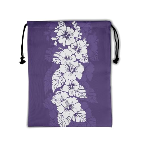 Image of Tropical Floral Gymnastics Grip Bag Purple Adjustable Athlete String Bag for Women Outdoor Grips