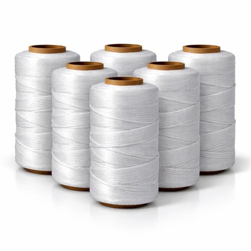 Image of Mason Line String 260FT, 780FT, 390FT, 1500FT, 2300FT, Durable Construction Twine for Laying Bricks, Blocks, Fences in Gardening, DIY & Landscaping Projects (White, 393 Ft x 6 Pcs)