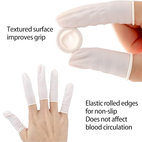 NIYATA 100 Stück Fingerlinge aus Latex und Silikon, 6,5 cm, rutschfeste Finger Schutzkappen, Fingerschutz für Medizin, Küche, Labor, Öl- und Wasserbeständig