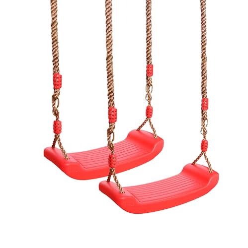 Gartenwelt Riegelsberger Schaukelsitz aus Kunststoff Schaukelbrett Kunststoffbrettschaukel Gartenschaukel Kleinkindschaukel Farbe Rot 2er Set