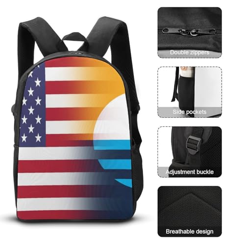Milwaukees U.S.A. Flag Classic Backpack Lunch Bag Pencil Case 3 Piece Set Travel Daypack3