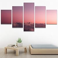 SIGNWIN 5 Panel Canvas Wall Art Coastal Multicolor Photography Relax/Calm Romantics Sunset for Home Decorations Ready to Hang - 60