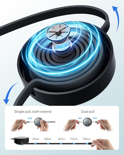 Image of CAFELE 100W Retractable USB-C to USB-C 5A Fast Charging 3-in-1 Cable, Features Magnetic Charging and Overheating Protection, 4.5-Foot USB Type-C for Phone, Notebook, Pad, Watch（Gray）