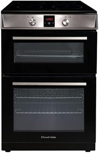 Russell Hobbs Electric Cooker 3 in 1 68L/37L Split Stainless Steel Double Oven with 3 Shelves, Full-Size Grill Pan, 4 Zone Induction Hob, Energy Efficient, Up to 2 Years Guarantee, RH60EDOIH6011SS