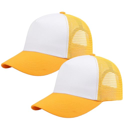 Image of Falari 5-Panel Mesh Baseball Cap, Trucker Hat, Structured Plain Design, Cotton, Adjustable Size