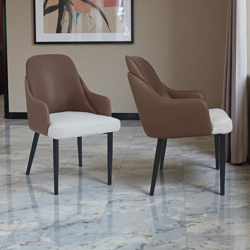 Image of The Attic Avalon Luxe 6 Seater Dining Set,Light Brown & Off White,Titanium & Cream,180 Cms