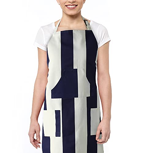 Image of HPD Half Price Drapes Aprons for Men Women with Large Pockets Adjustable Unisex PRTW-D16-AP Cabana Printed Cotton, 27 X 34 Inch, Cabana Navy