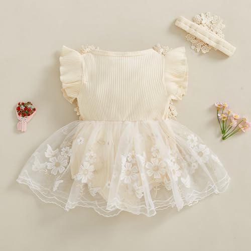 Newborn Dresses Baby Girl Summer Outfit Ruffle Short Sleeve Lace Mesh Tutu Romper Dress Photography Clothes Set4
