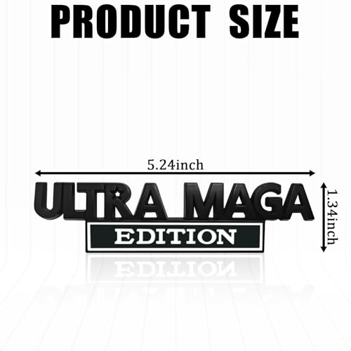 Image of Ultra MAGA Edition Emblems, Cool 3D Metal Trump Sticker Fender Badge Car Decals Adhesive, Personality Label Trunk Logo Decal Auto Body Car Exterior Embossed Decor Accessories (Black & White)
