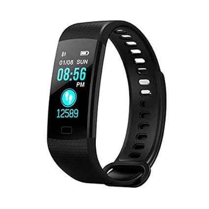 FANOSONS Y5 Color Display Heart Rate Sensor & BP Monitor Fitness Black Smartband