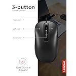 Lenovo 100 Wired USB Computer Mouse for PC, Laptop, Computer with Windows - Full-Size - Ambidextrous Design - 3 Buttons - Red Optical Sensor – Black - Image 5