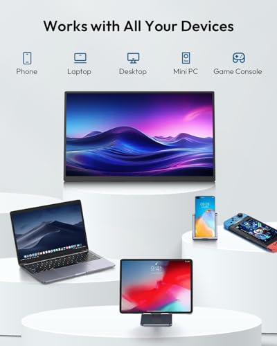 Image of MESWAO 24 Inch Portable Monitor 120Hz FHD IPS Laptop Screen Extender, Large Travel Monitor with NO-Tipping 180 Stand & VESA, HDMI USB-C Second Screen for MacBook PC Home Office Gaming