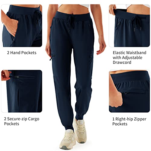 Women's Cargo Joggers Lightweight Quick Dry Hiking Pants For Women Outdoor Casual Athletic Workout Lounge With Zipper Pockets Navy Blue M #TOP2