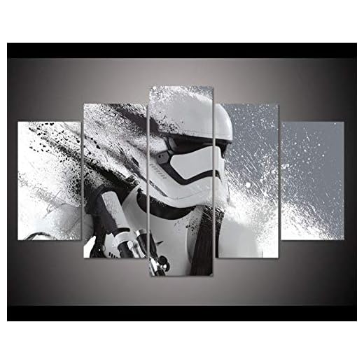 UYEDSR tryck 5 delar dekorationsmålningar och Star Wars vit riddare dekor för levande modern heminredning