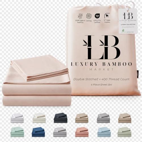 Image of Split King Size Sheet Set | 2 Fitted Sheets for Sleep Number & Adjustable Beds | Organically Grown | Ultra Soft & Cooling |100% Viscose | 17 inch Deep Pocket [Vintage Pink]