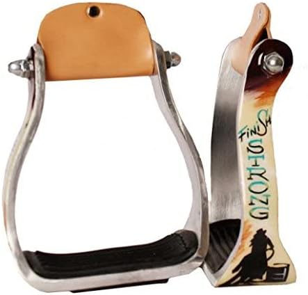 Showman "Finish Strong Barrel Racer Print Aluminum Stirrups